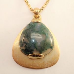 Vintage Monet Gold & Stone Necklace Snake Chain